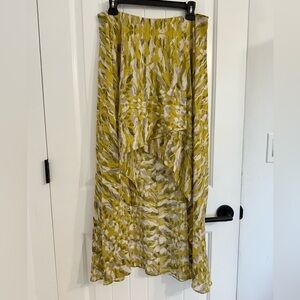NWOT All Saints Slvina Hi-Low Yellow Japanese Prints Skirt